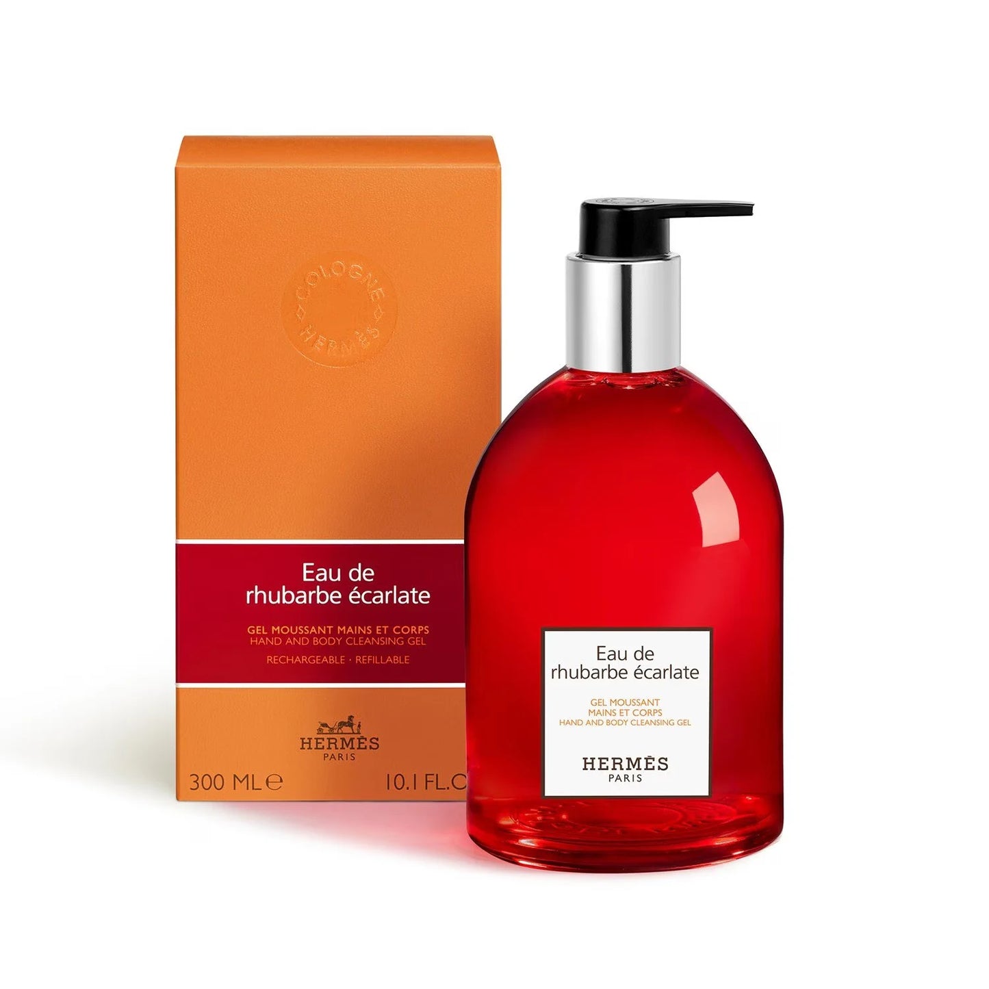 HERMÈS Scarlet Rhubarb Water Foaming Hand and Body Gel 300ml Bottle