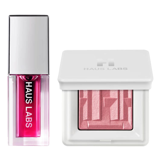 HAUS LABS BY LADY GAGA Mini Lip Oil + Highlighter Duo - Lip and Cheek Makeup Set